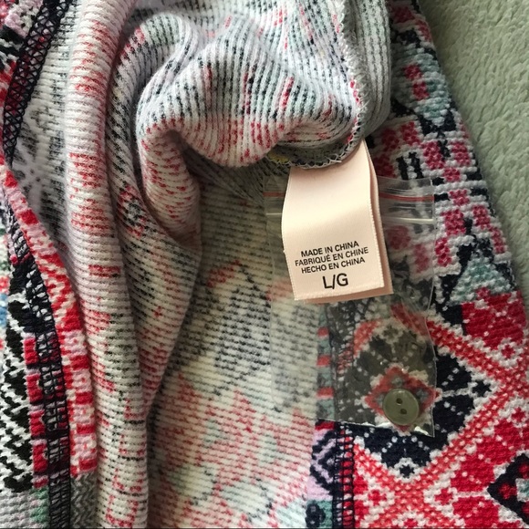 Victoria's Secret Fireside Patchwork Thermal Pajama PJ Waffle Top Large Sz L - Picture 7 of 11